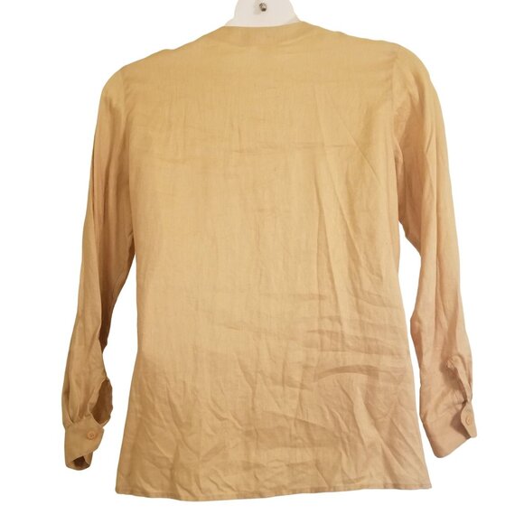 Jones New York 12 Goldenrod Yellow Linen Smocked Top Lightweight Natural Fibers - Picture 2 of 6